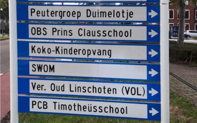 Nieuwe VOL vitrinekast in entree Huis van Montfoort – Verwijzingsbord VOL