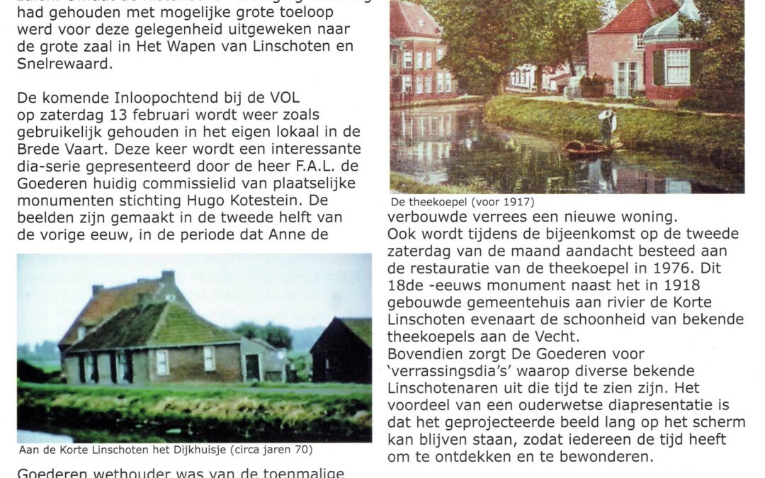 Inloopochtend: Dijkhuisje en theekoepel